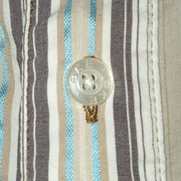BKE Shirt Contour Striped Size L Large Button Up Multi Color With Turquoise. - Picture 5 of 8